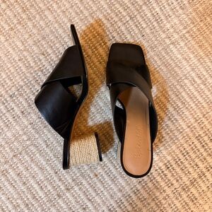 Splendid Black Leather (faux) Wrapped Slide Heels
